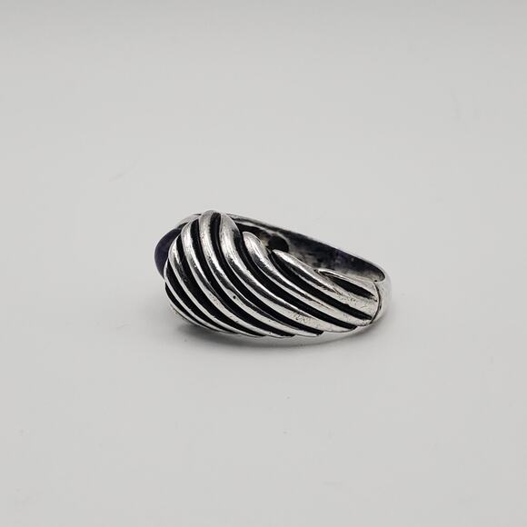 Vintage Sterling Silver & 18K Gold Purple Amethyst Statement Size 6.5 - Picture 3 of 10